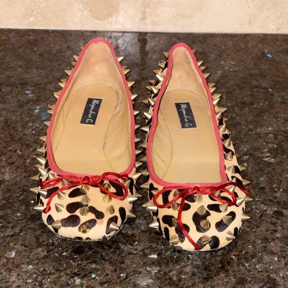 Intermix Alejandra G leopard calf hair studded flats - Picture 2 of 12